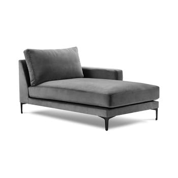 Șezlong cu tapițerie din catifea kooko home harmony, colț pe dreapta, gri