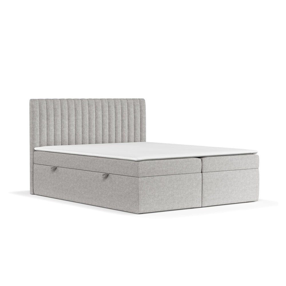 Světle šedá boxspring postel s úložným prostorem 140x200 cm Spencer – Maison de Rêve