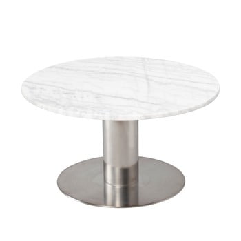 Masă de cafea cu structură argintie rge pepo, ⌀ 85 cm, alb