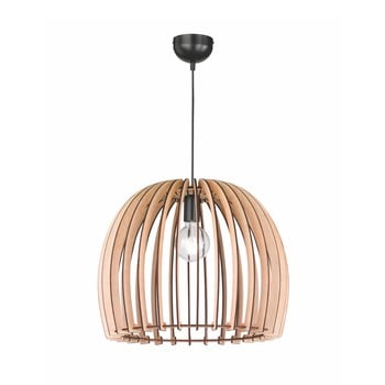 Lustră cu abajur din lemn trio wood bell, înălțime 150 cm, natural