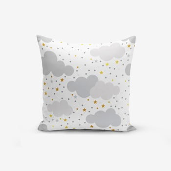 Față de pernă cu amestec din bumbac minimalist cushion covers grey clouds with points stars, 45 x 45 cm
