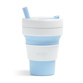 Cană pliabilă stojo biggie sky, 470 ml, alb - albastru