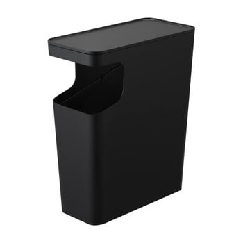 Măsuță auxiliară cu coș de gunoi yamazaki tower, negru