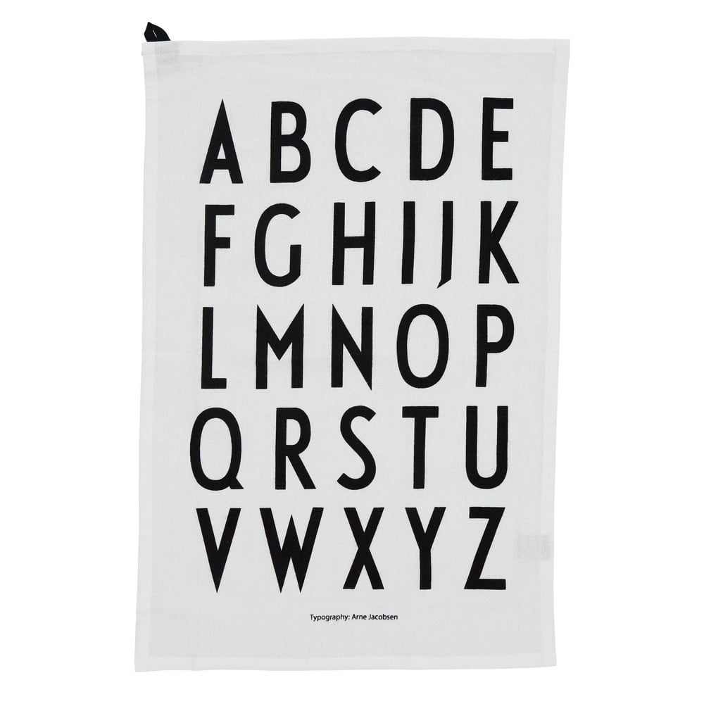 Bílá bavlněná utěrka Design Letters Alphabet, 40 x 60 cm