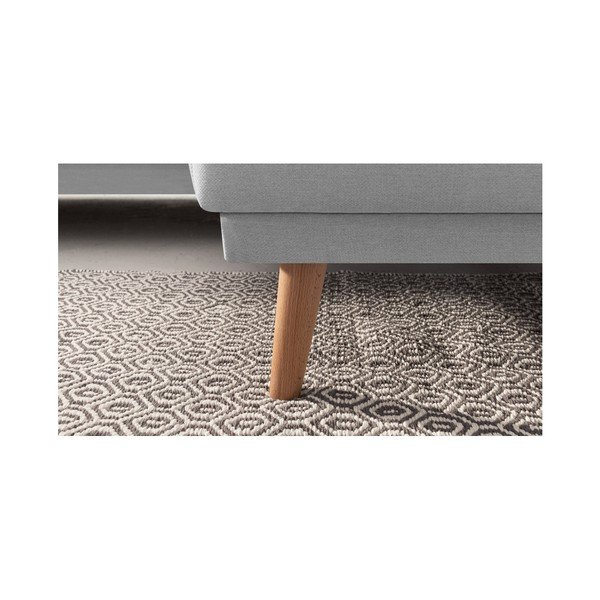 Šedá rohová rozkládací pohovka s lenoškou Bobochic Paris Panoramique XXL Mola, pravý roh