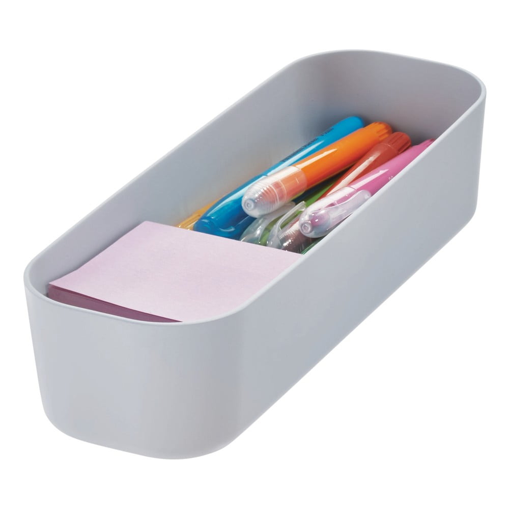 Šedý úložný box iDesign Eco Bin, 27,43 x 9,14 cm