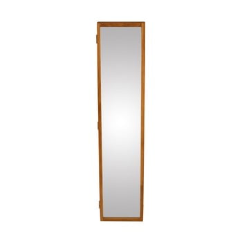 Oglindă de perete cu o cutie din lemn masiv de stejar pentru chei canett uno, 20 x 90 cm