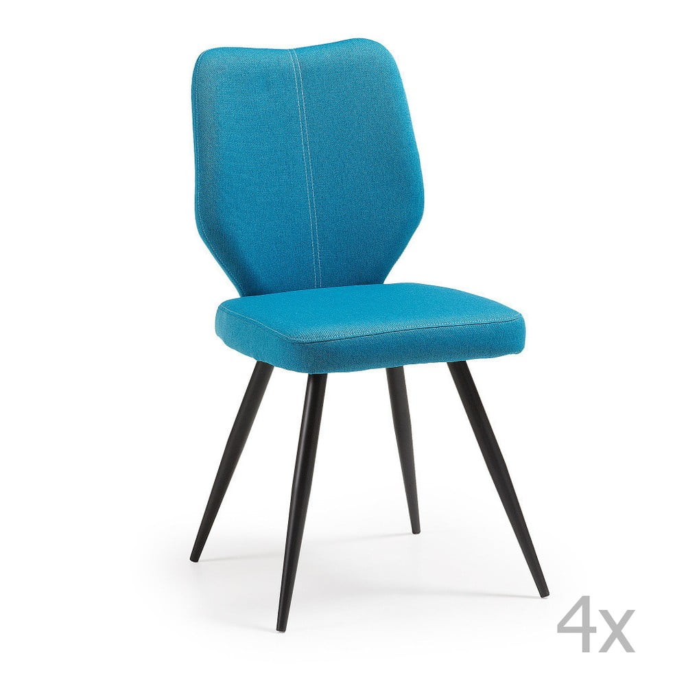 Sada 4 modrých židlí La Forma Tina