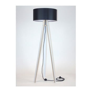 Lampadar cu abajur negru și cablu negru ragaba wanda, alb