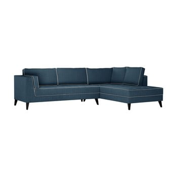 Canapea cu detalii crem stella cadente maison atalaia, pe partea dreaptă, albastru denim