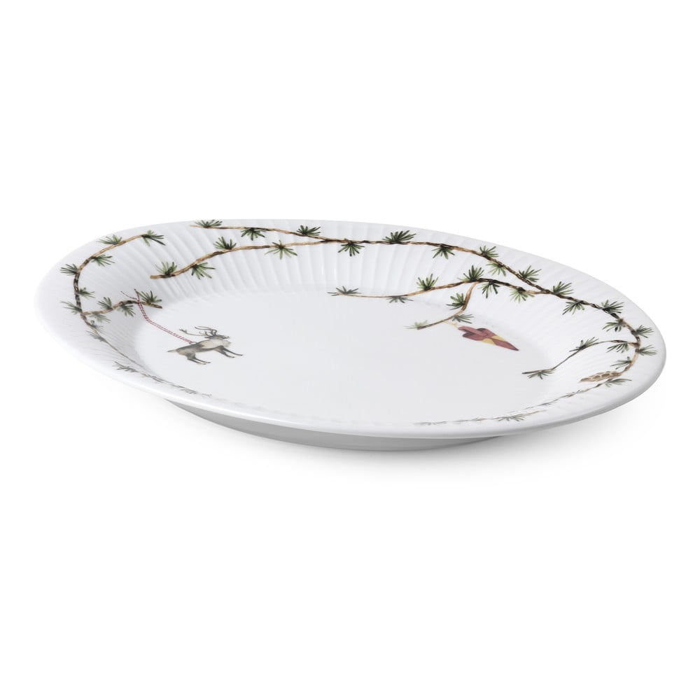 Bílý porcelánový servírovací talíř s vánočním motivem 27x34 cm Hammershøi – Kähler Design