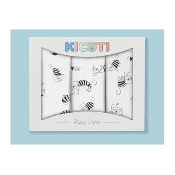 Set 3 feșe din fibre de bambus kicoti cats, 75 x 75 cm