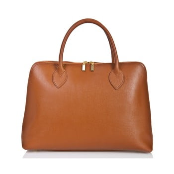 Geantă din piele massimo castelli liana, maro cognac
