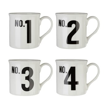 Set 4 căni din porțelan premier housewares numbers, 342 ml