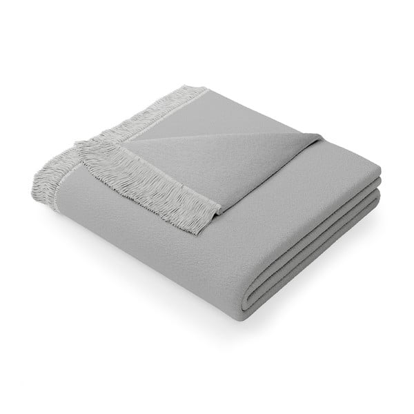 Světle šedá deka s příměsí bavlny AmeliaHome Franse, 150 x 200 cm