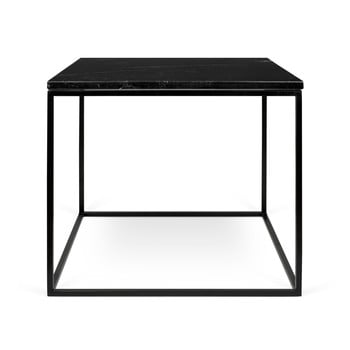 Măsuță temahome gleam din marmură, cu picioare negre, 50 cm, negru