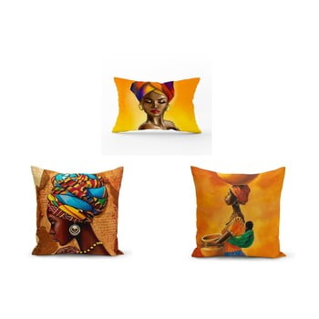 Set 3 fețe de pernă minimalist cushion covers african culture, 45 x 45 cm