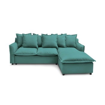 Colțar extensibil cu extensie pe partea dreaptă bobochic paris mona, verde turcoaz