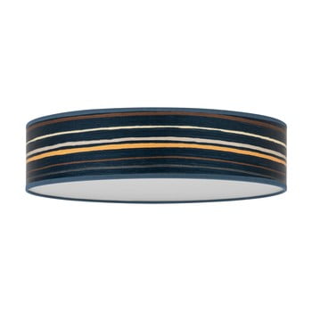 Plafonieră cu abajur din furnir natural bulb attack ocho, ⌀ 40 cm, albastru închis