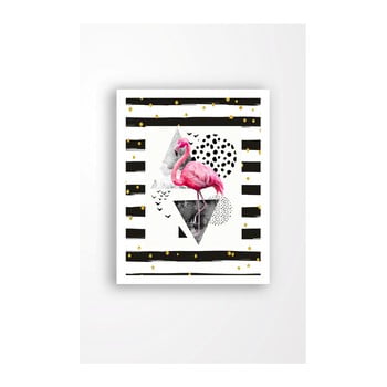 Tablou pe pânză în ramă albă tablo center flamingo black, 29 x 24 cm