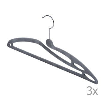 Set 3 umerașe domopak velvet hangers, gri