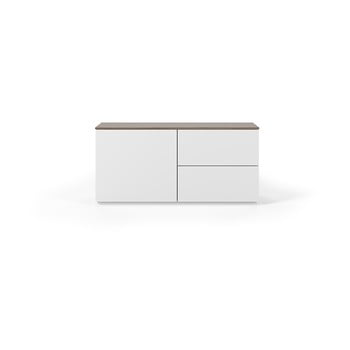 Comodă cu blat în decor de nuc și ușă/2sertare temahome, alb