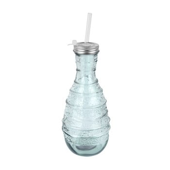 Sticlă din material reciclat cu pai și capac ego dekor organic, 600 ml, transparent