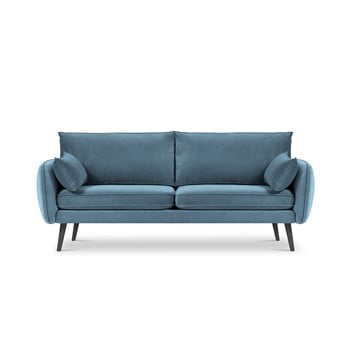 Canapea cu tapițerie din catifea kooko home lento, 198 cm, albastru deschis