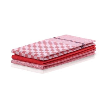 Set 3 prosoape de bucătărie din bumbac decoking louie, 50 x 70 cm, roșu
