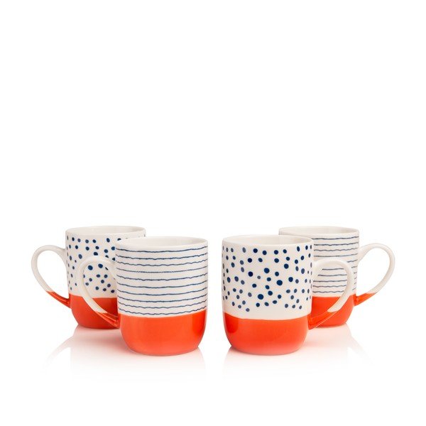 Sada 4 hrnků z kostního porcelánu Sabichi Tangerine, 470 ml