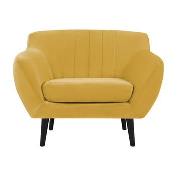 Fotoliu cu picioare negre mazzini sofas toscane, galben