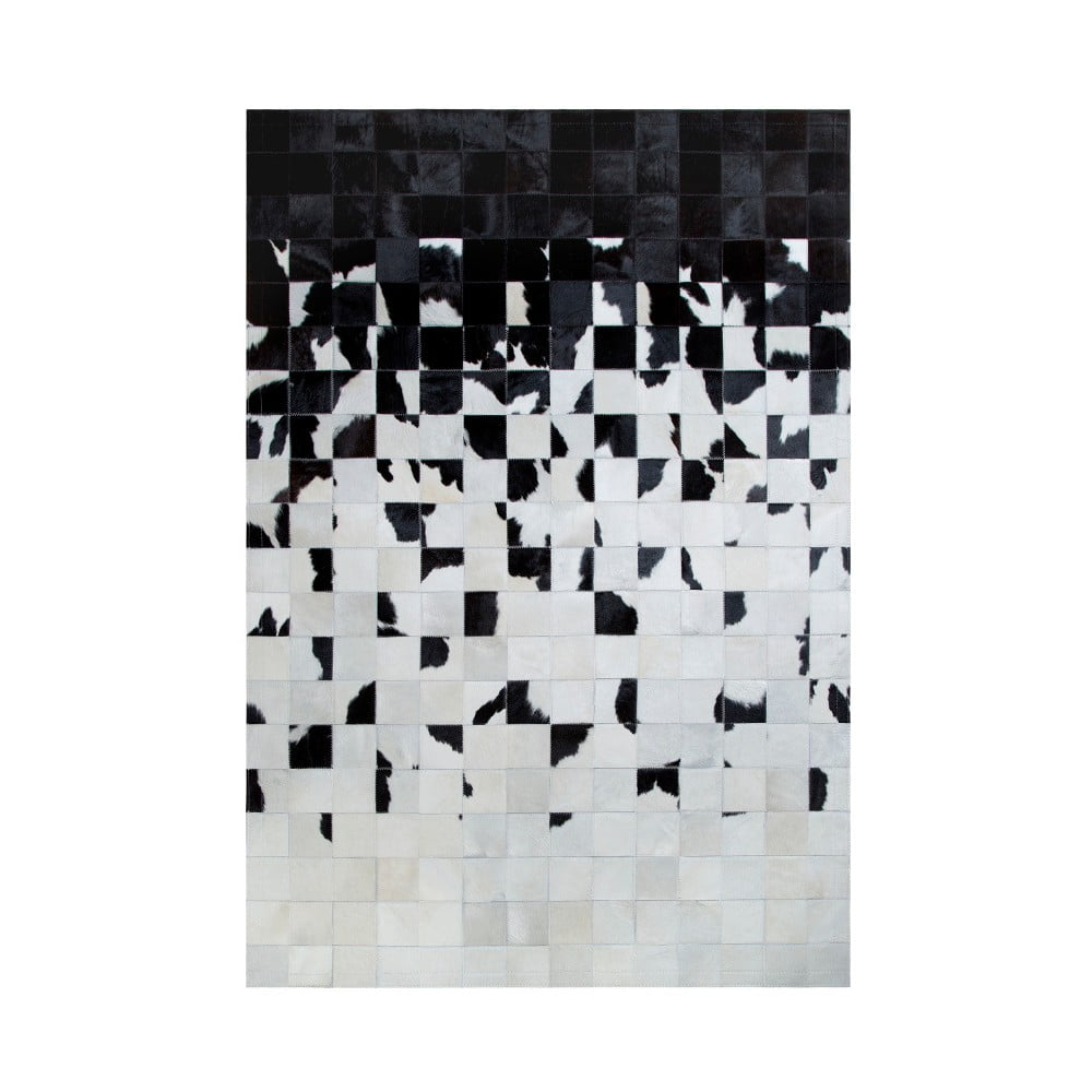 Černobílý běhoun z pravé kůže Pipsa Degradada, 200 x 70 cm