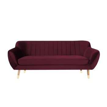 Canapea cu tapițerie din catifea Mazzini Sofas Benito, vișiniu, 188 cm