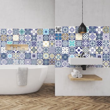 Set 60 autocolante pentru perete ambiance azulejos cyprus, 10 x 10 cm