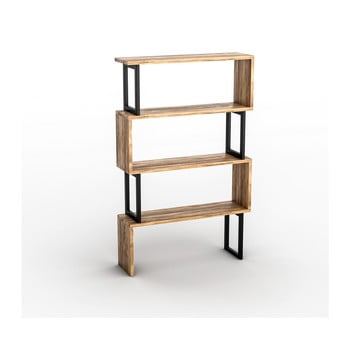 Bibliotecă în decor de lemn de nuc cu detalii negre ceylan walnut