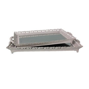 Set 2 tăvi antic line grey mirror