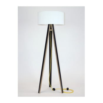 Lampadar cu abajur alb și cablu auriu ragaba wanda, negru