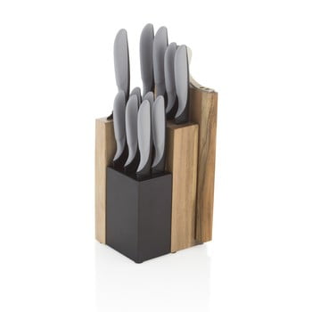 Set 11 cuțite din oțel inoxidabil și tocător din lemn de salcâm brandani sharp