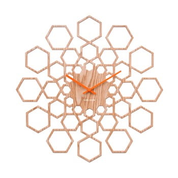 Ceas de perete Karlsson Sunshine Hexagon, decor lemn