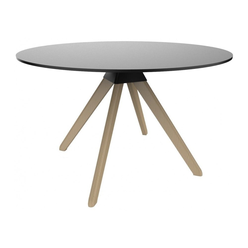 Černý jídelní stůl s podnožím z bukového dřeva Magis Cuckoo, ø 120 cm