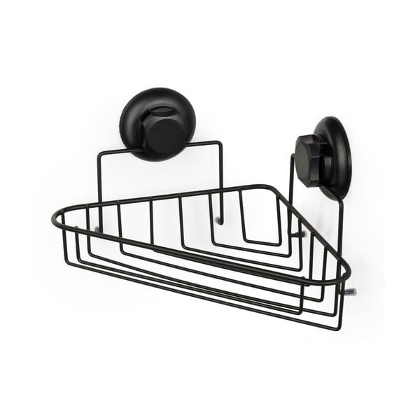 Černá samodržící nástěnná rohová koupelnová polička Compactor Bestlock Black Corner Rack 1 Shelf