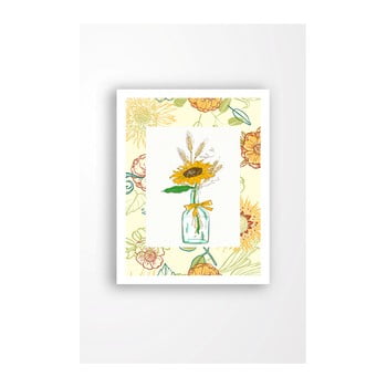 Tablou pe pânză în ramă albă tablo center yellow flower, 29 x 24 cm