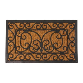 Covoraș intrare din cauciuc și fibre de cocos esschert design ornamental, 44,5 x 74,5 cm