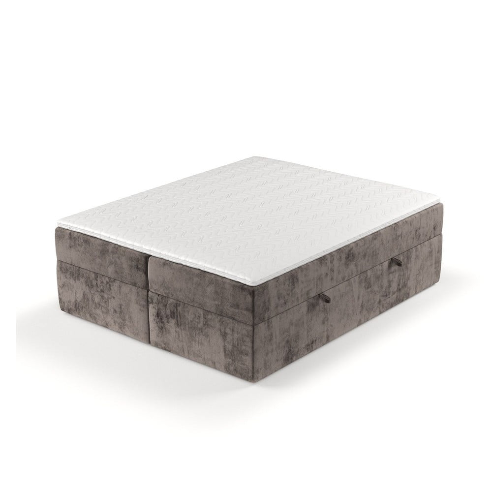 Hnědá boxspring postel s úložným prostorem 200x200 cm Yoko – Maison de Rêve
