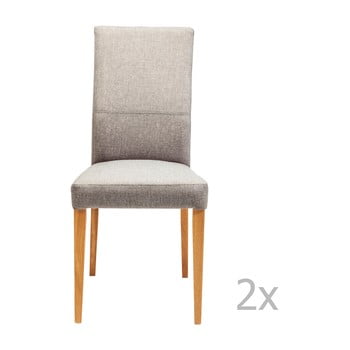 Set 2 scaune dining cu picioare din lemn de stejar Kare Design Mara, gri