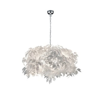Lustră cu abajur din pene trio pendant leavy, înălțime 150 cm, alb