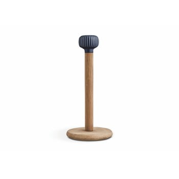 Suport din lemn de stejar și porțelan cu detalii albastre închis pentru prosoapele din hârtie kähler design hammershoi