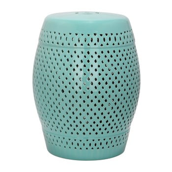 Măsuță din ceramică adecvată pentru exterior safavieh diamond, ø 35 cm, albastru turcoaz