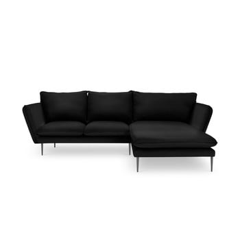 Colțar pe partea dreaptă cu 5 locuri din catifea mazzini sofas acacia, negru