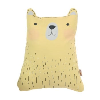Pernă din amestec de bumbac pentru copii Apolena Pillow Toy Bear Cute, 22 x 30 cm, galben imagine